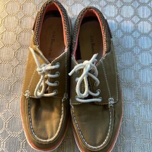 GH Bass & Co Oliver Mesh Boat Shoe Canvas Casual Brown Orange Coastal M 8.5